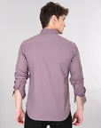 Cutaway Collar Solid Cotton Old Lavender Slim Fit Shirt