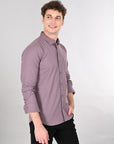 Cutaway Collar Solid Cotton Old Lavender Slim Fit Shirt