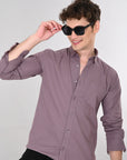 Cutaway Collar Solid Cotton Old Lavender Slim Fit Shirt