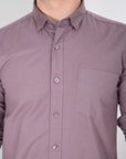 Cutaway Collar Solid Cotton Old Lavender Slim Fit Shirt