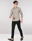 Cutaway Collar Solid Cotton Sage Green Slim Fit Shirt