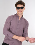 Cutaway Collar Solid Cotton Old Lavender Slim Fit Shirt