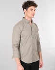 Cutaway Collar Solid Cotton Sage Green Slim Fit Shirt