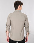 Cutaway Collar Solid Cotton Sage Green Slim Fit Shirt