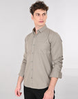 Cutaway Collar Solid Cotton Sage Green Slim Fit Shirt