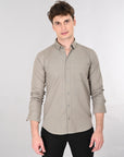 Cutaway Collar Solid Cotton Sage Green Slim Fit Shirt