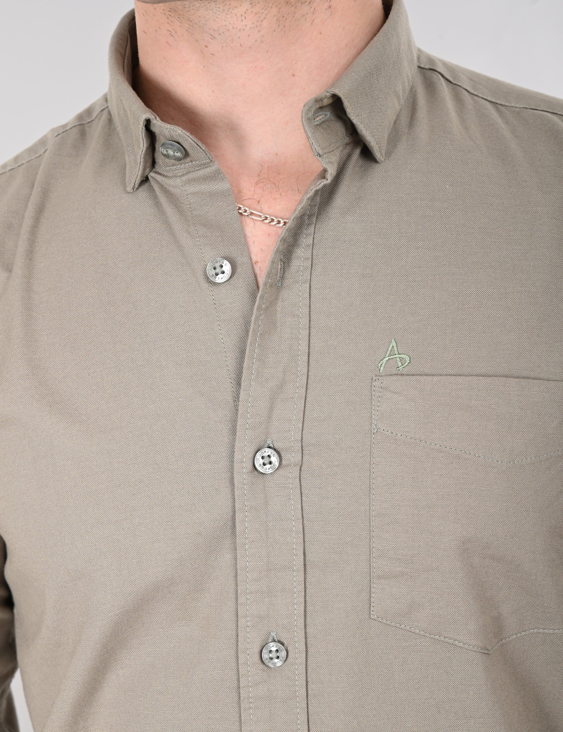 Cutaway Collar Solid Cotton Sage Green Slim Fit Shirt