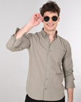 Cutaway Collar Solid Cotton Sage Green Slim Fit Shirt