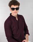 Cutaway Collar Solid Cotton Dark Purple Slim Fit Shirt