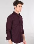 Cutaway Collar Solid Cotton Dark Purple Slim Fit Shirt