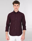 Cutaway Collar Solid Cotton Dark Purple Slim Fit Shirt