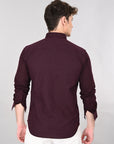 Cutaway Collar Solid Cotton Dark Purple Slim Fit Shirt