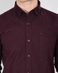 Cutaway Collar Solid Cotton Dark Purple Slim Fit Shirt