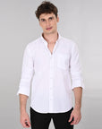 Cutaway Collar Solid Cotton White Slim Fit Shirt