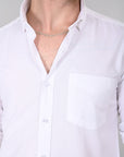 Cutaway Collar Solid Cotton White Slim Fit Shirt