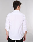 Cutaway Collar Solid Cotton White Slim Fit Shirt