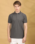 Half Sleeve Regular Fit Dark Grey Polo T-Shirt