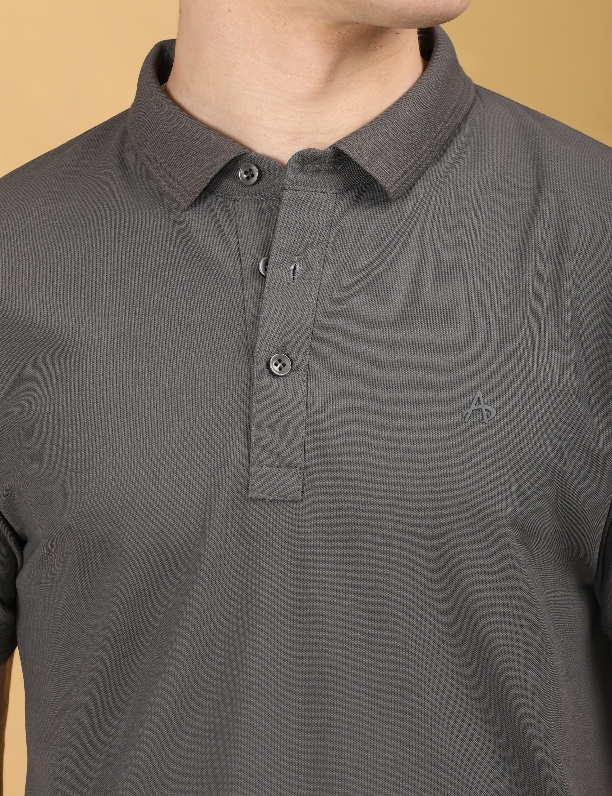 Half Sleeve Regular Fit Dark Grey Polo T-Shirt