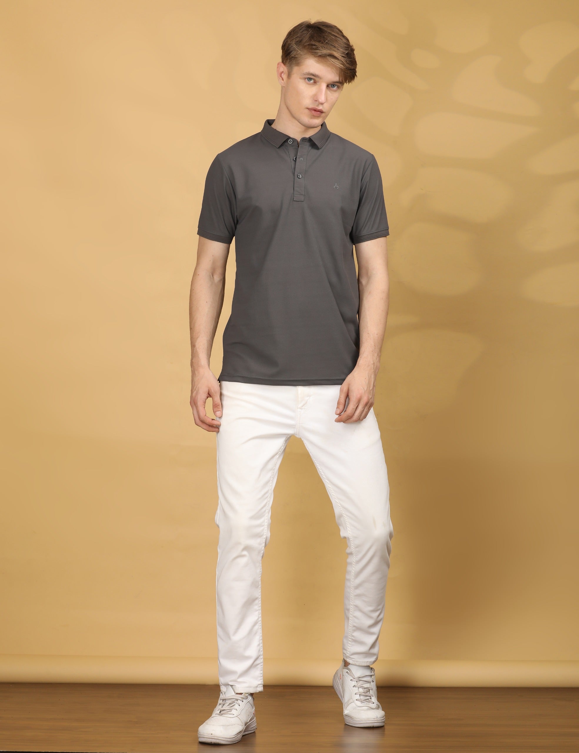 Half Sleeve Regular Fit Dark Grey Polo T-Shirt