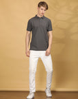 Half Sleeve Regular Fit Dark Grey Polo T-Shirt