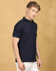 Half Sleeve Regular Fit Navy Blue Polo T-Shirt