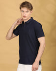 Half Sleeve Regular Fit Navy Blue Polo T-Shirt