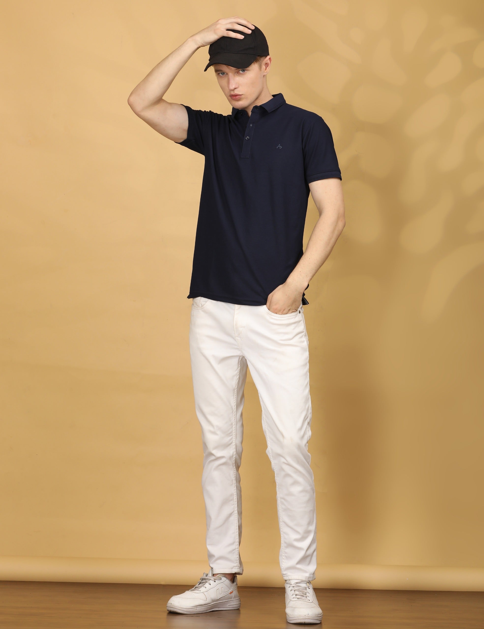 Half Sleeve Regular Fit Navy Blue Polo T-Shirt