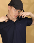 Half Sleeve Regular Fit Navy Blue Polo T-Shirt