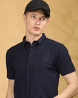 Half Sleeve Regular Fit Navy Blue Polo T-Shirt