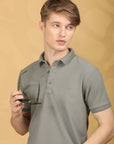 Half Sleeve Regular Fit Mouse Grey Polo T-Shirt