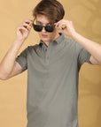 Half Sleeve Regular Fit Mouse Grey Polo T-Shirt