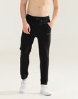 Mens Regular fit black track pants - Address