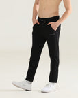 Mens Regular fit black track pants - Address