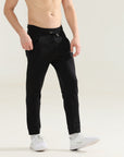 Mens Regular fit black track pants - Address