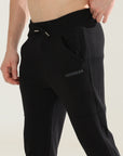 Mens Regular fit black track pants - Address