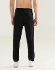 Mens Regular fit black track pants - Address