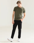 Mens Regular fit black track pants - Address