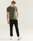 Mens Regular fit black track pants - Address