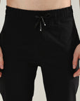 Mens Lycra fit black track pants - Address