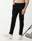 Black super stretch cotton trouser