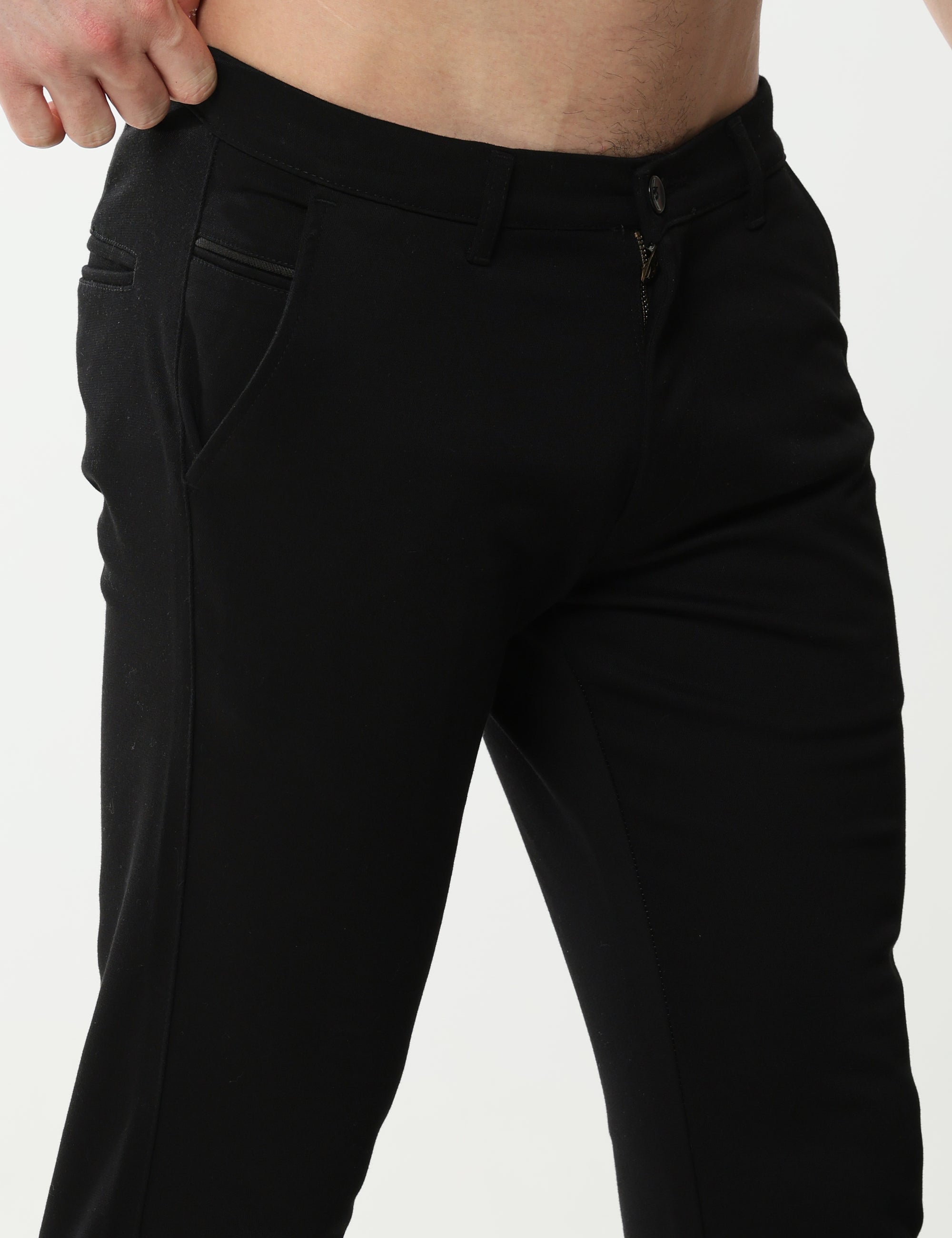 Black super stretch cotton trouser