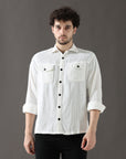 White Versatile Dual-Pocket Shirt