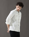 White Versatile Dual-Pocket Shirt