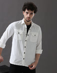 White Versatile Dual-Pocket Shirt