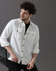 White Versatile Dual-Pocket Shirt