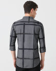 Dark grey slim fit check shirt