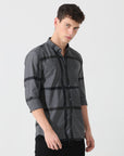 Dark grey slim fit check shirt