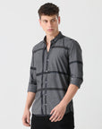 Dark grey slim fit check shirt