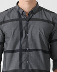 Dark grey slim fit check shirt