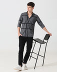 Dark grey slim fit check shirt